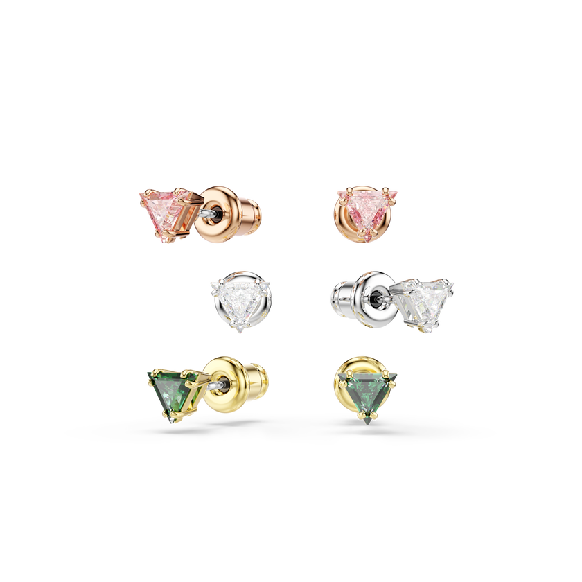 swarovski أقراط دبوسية stilla، قطع مثلث، ألوان متعددة، لمسة نهائية من معادن مختلطة