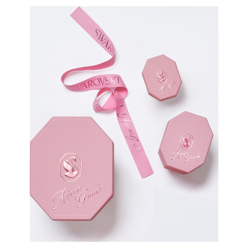 أقراط دبوسية ariana grande x swarovski، قطع متنوع، شكل قلب، لون أبيض، طلاء روديوم