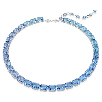swarovski عقد millenia، قطع مُثَمَّن، لون متدرج، لون أزرق، طلاء روديوم
