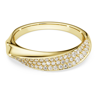 swarovski خاتم عريض classica، قطع مستدير، لون أبيض، فضة استرليني، لمسة نهائية من الذهب عيار 18 قيراط