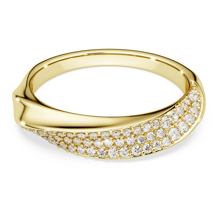 swarovski خاتم عريض classica، قطع مستدير، لون أبيض، فضة استرليني، لمسة نهائية من الذهب عيار 18 قيراط