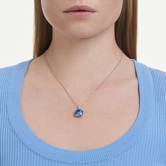 swarovski قلادة millenia، قطع كوشن، لون أزرق، طلاء روديوم