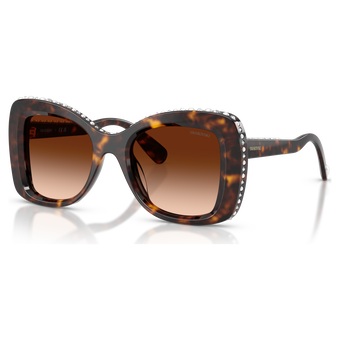 swarovski نظارات شمسية، شكل فراشة، sk6062u، لون بني