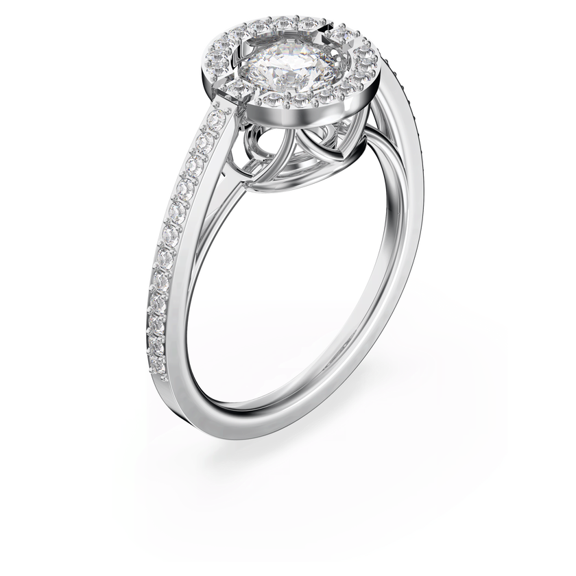 swarovski خاتم sparkling dance دائري، لون أبيض، طلاء روديوم