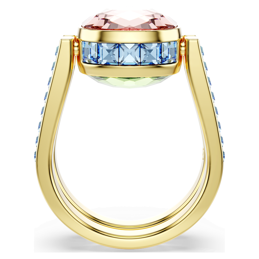 swarovski خاتم chroma، قطع على شكل وسادة، ألوان متعددة، طلاء باللون الذهبي