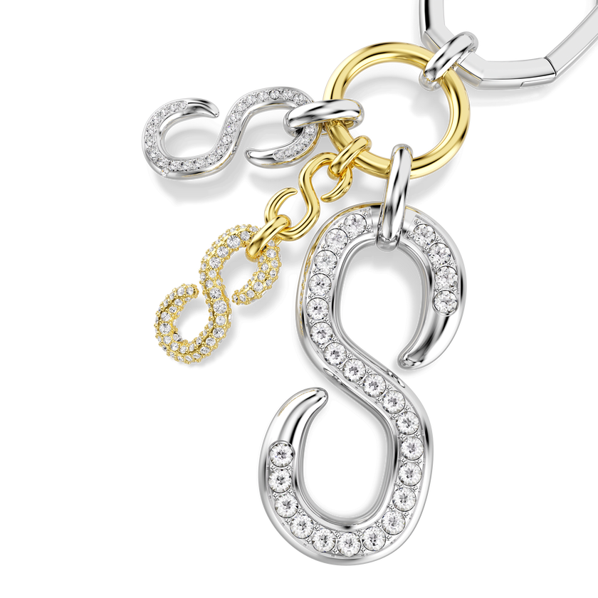swarovski تعليقة حقيبة، قطع مستدير، لون أبيض، لمسة نهائية من معادن مختلطة