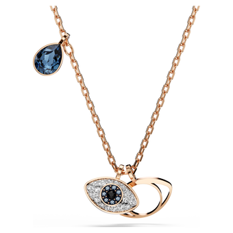 swarovski قلادة symbolica، شكل عين، ألوان متعددة، طلاء باللون الذهبي الوردي