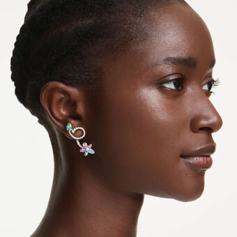 أقراط متدلية وحلية خلف الأذن ariana grande x swarovski، قطع متنوع، شكل يعسوب، شكل زهرة، ألوان متعددة، طلاء روديوم