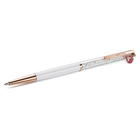 swarovski قلم حبر جاف crystalline، شكل دعسوقة، لون أبيض، طلاء أحمر لامع، طلاء باللون الذهبي الوردي