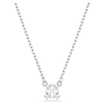 swarovski قلادة stilla attract، قطع مربع، قمر، لون أبيض، طلاء روديوم