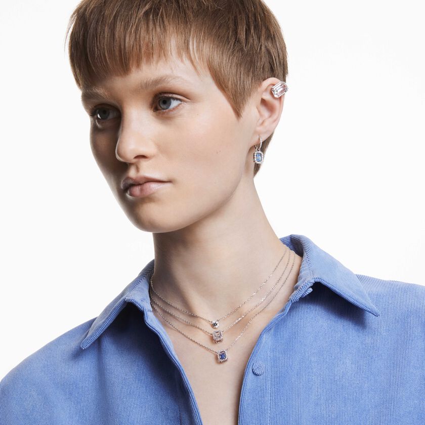 swarovski عقد una، قطع مثمن، لون أبيض، طلاء بلون روديوم