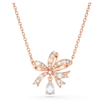 swarovski عقد hyperbola، على شكل قوس، حجم صغير، لون أبيض، طلاء بلون ذهبي وردي