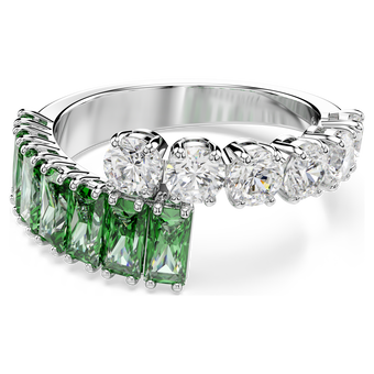 swarovski matrix ring mixed cuts green rhodium plated