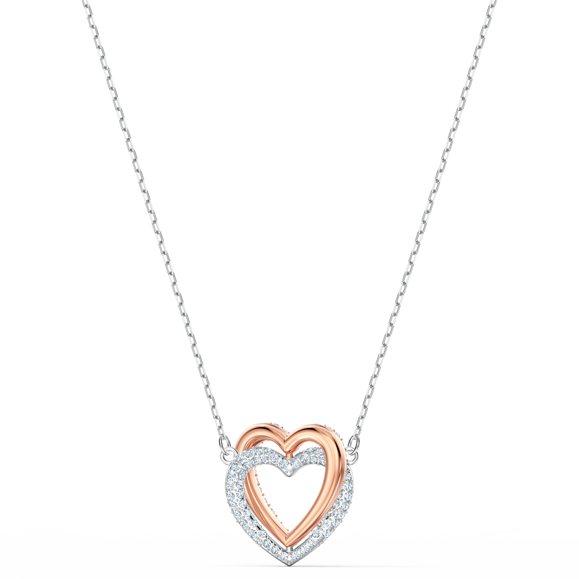 عقد swarovski inifinity على شكل قلب، لون أبيض، لمسة نهائية من معادن مختلطة