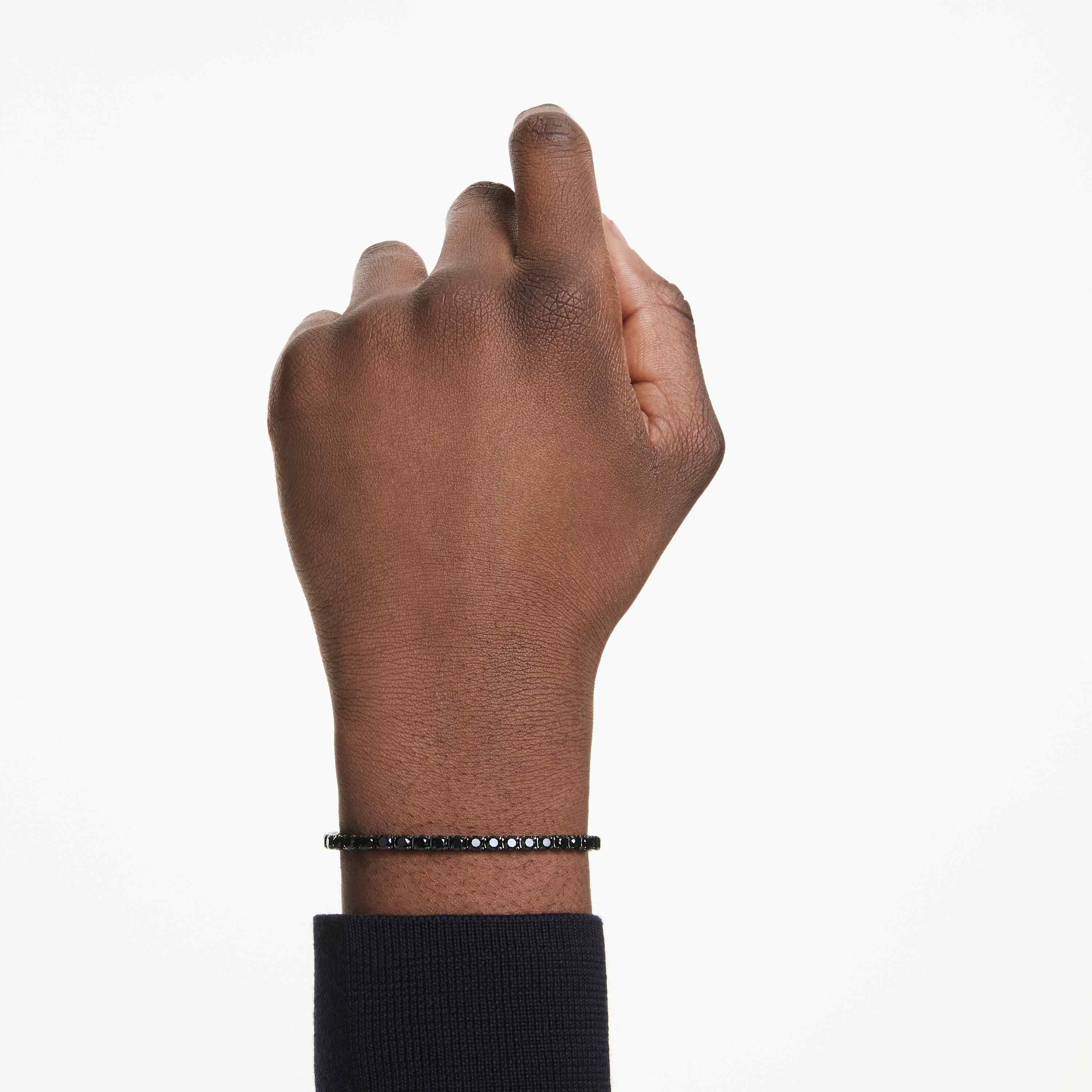 swarovski سوار تنس matrix، قطع مستدير، لون أسود، طلاء روثينيوم