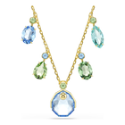 swarovski gema necklace  mixed cuts  drop  multicolored  gold tone plated