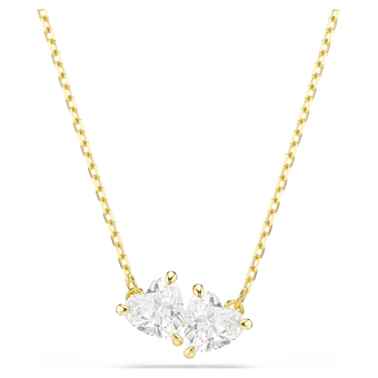 swarovski عقد mesmera، شكل قلب، لون أبيض، لمسة نهائية من الذهب عيار 18 قيراط