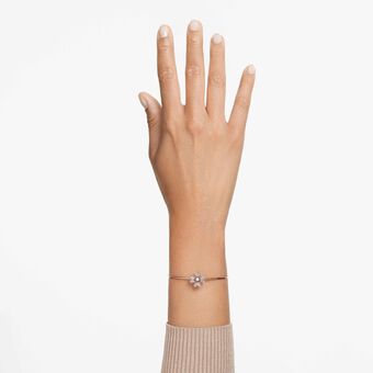 swarovski سوار idyllia، على شكل زهرة برسيم، لون أبيض، طلاء بلون ذهبي وردي