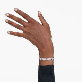 swarovski سوار una، قطع مُستدير، لون أبيض، طلاء روديوم