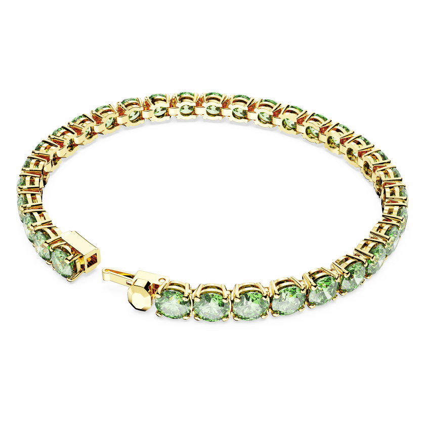 swarovski سوار matrix tennis، قطع مستدير، لون أخضر، طلاء بلون ذهبي