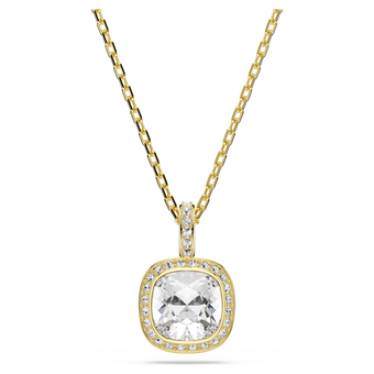 swarovski قلادة una angelic، قطع الوسادة، لون أبيض، لمسة نهائية من الذهب عيار 18 قيراط
