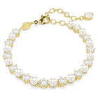 swarovski سوار matrix tennis، لآلئ كريستال، قطع مستدير، لون أبيض، طلاء باللون الذهبي