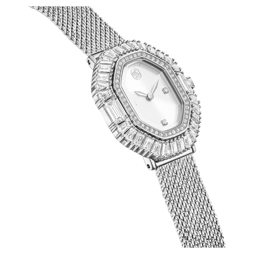 swarovski ساعة يد matrix octagon، سوار معدني، لون فضي، ستانلس ستيل