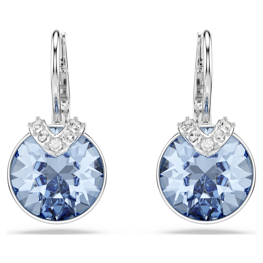 swarovski أقراط bella v متدلية، قطع مستدير، لون أزرق، طلاء روديوم