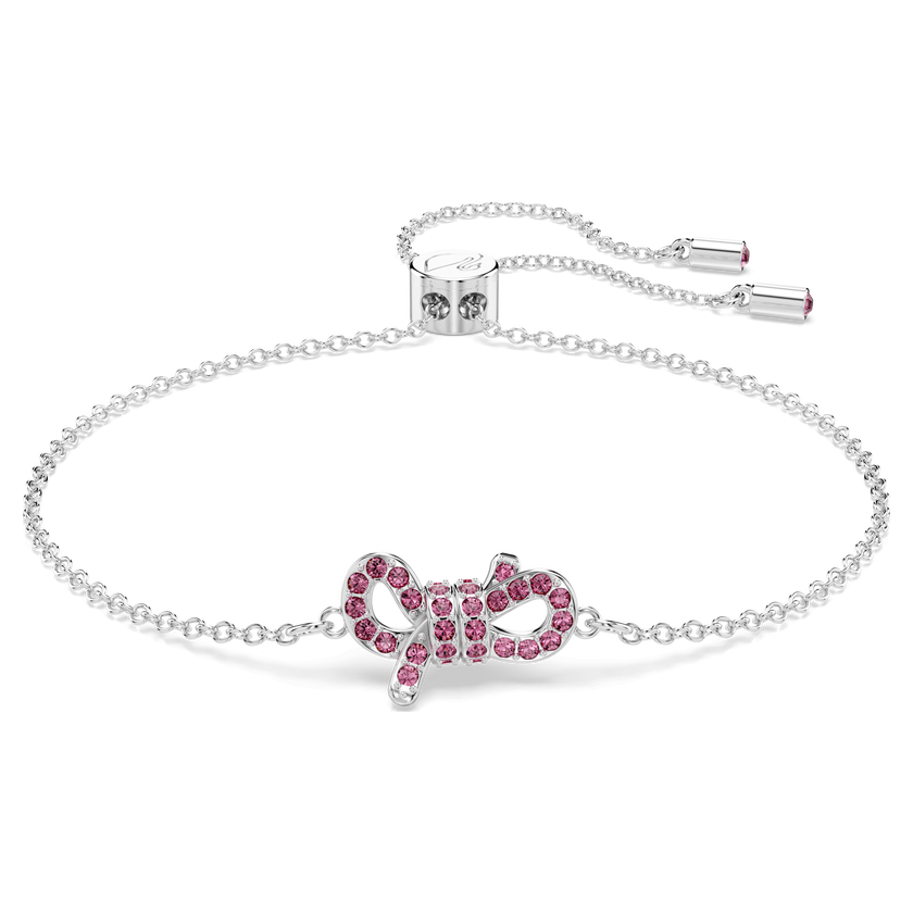swarovski سوار lifelong bow، على شكل أنشوطة، لون وردي، طلاء روديوم