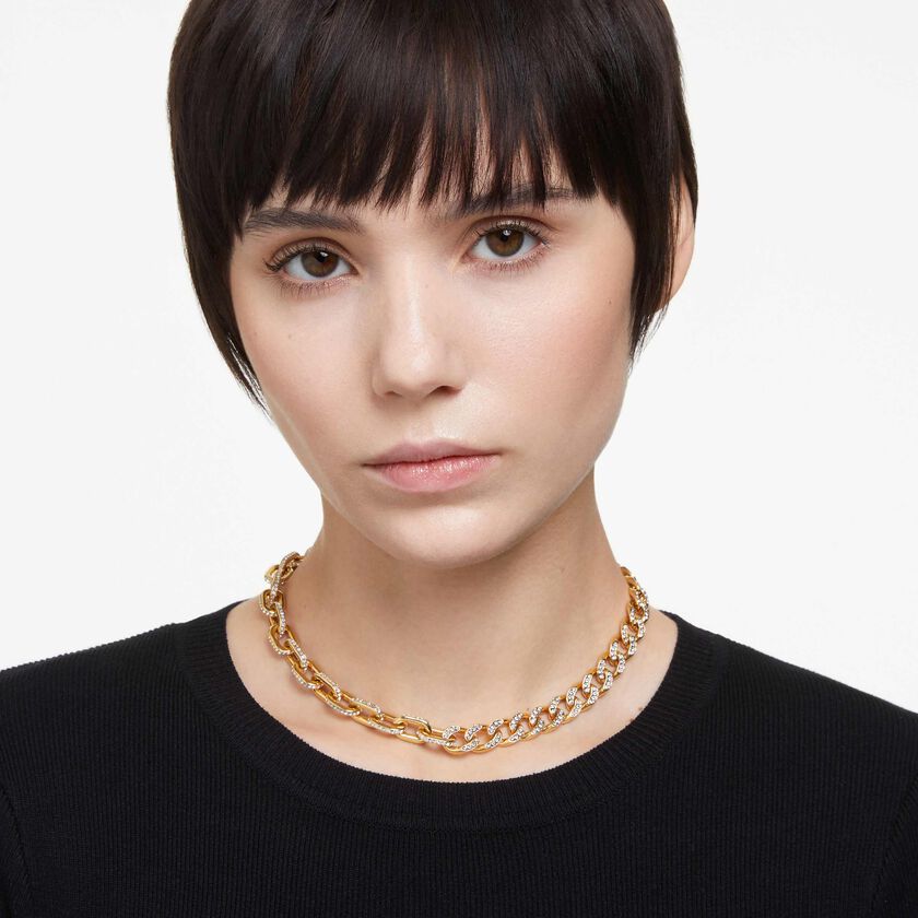 swarovski عقد dextera، أحجار كريستال صغيرة متراصة، لون أبيض، طلاء ذهبي