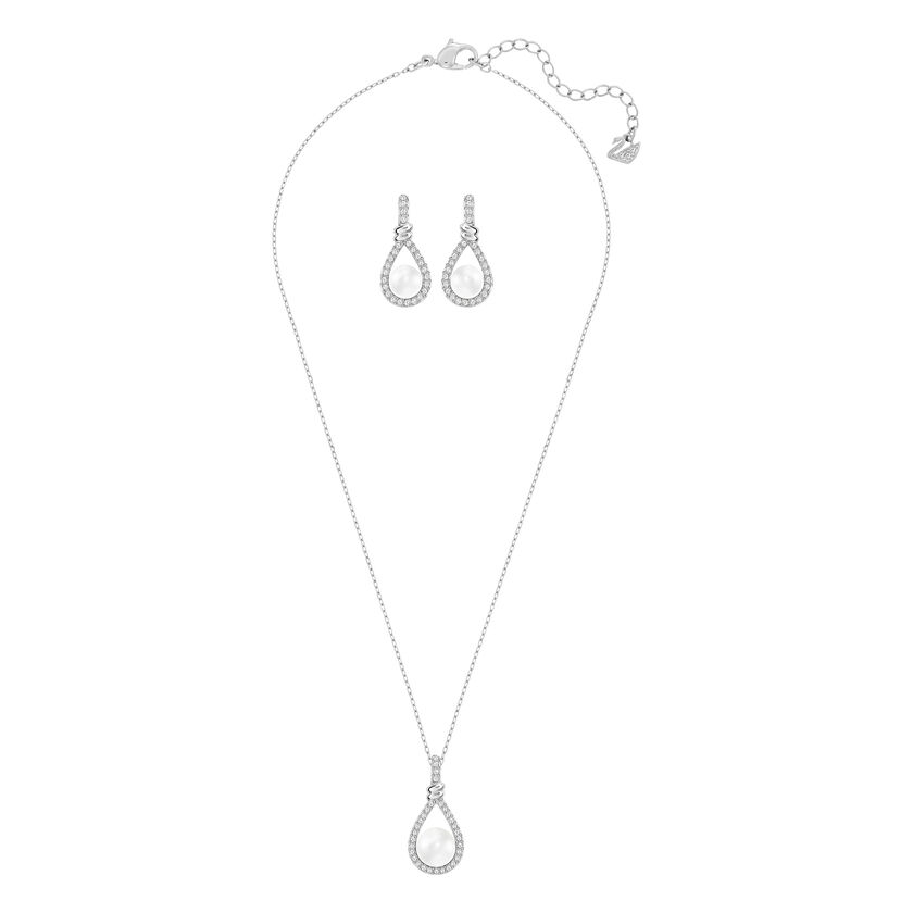 swarovski طقم enlace، لون أبيض، طلاء روديوم