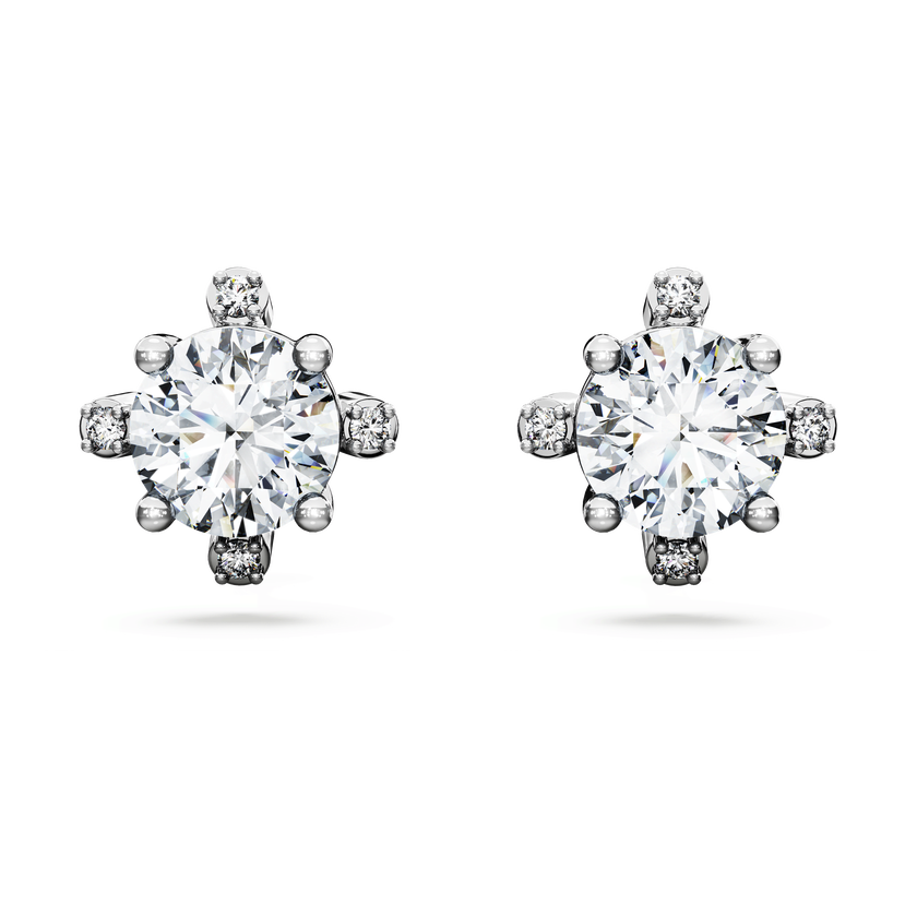 swarovski أقراط دبوسية galaxy، ألماس مُصنع في المختبر بإجمالي 2 1 قيراط، شكل دائري، ذهب أبيض عيار 18