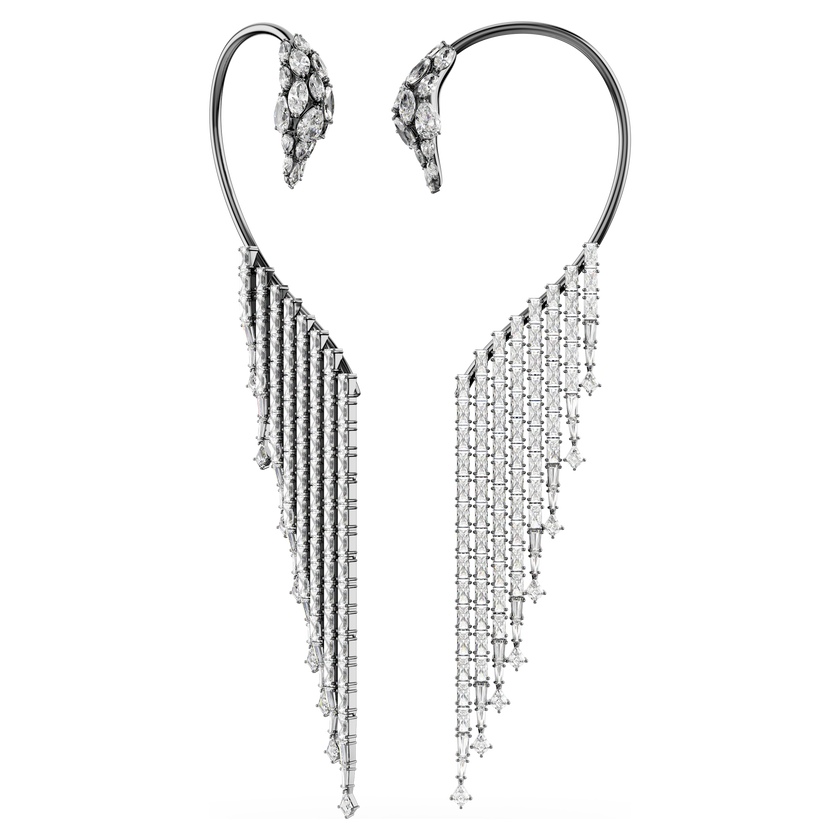 swarovski حلية الأذن the vienna collection، شكل بجعة، لون أبيض، طلاء روثينيوم