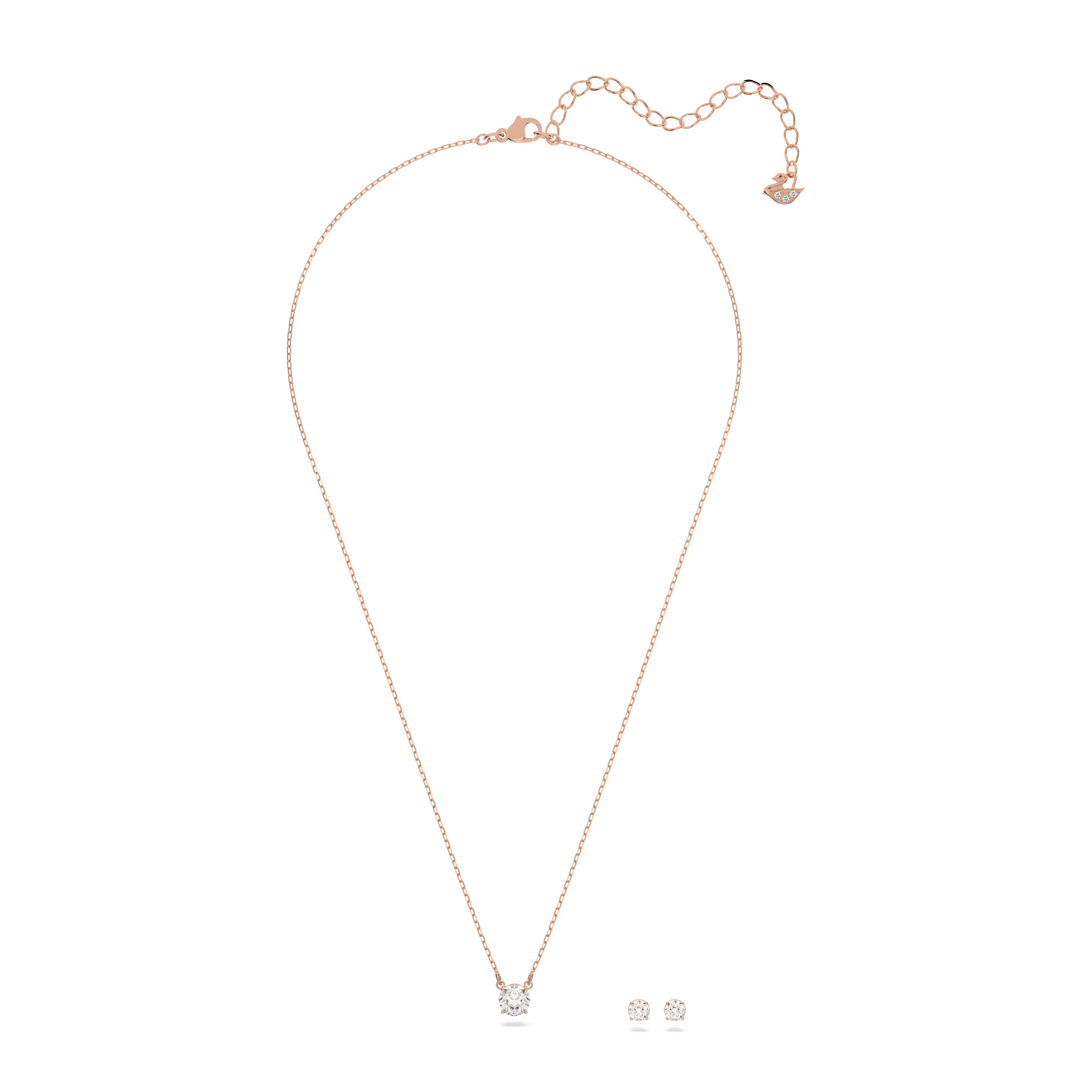 swarovski طقم attract، قطع مستدير، لون أبيض، طلاء باللون الذهبي الوردي