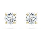 swarovski أقراط سوليتير دبوسية eternity، ألماس مُصنع في المختبر بإجمالي 1 قيراط، شكل دائري، ذهب أصفر عيار 18