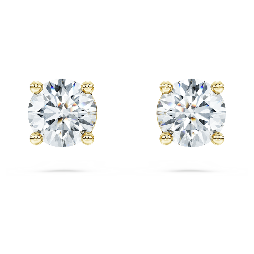 swarovski أقراط سوليتير دبوسية eternity، ألماس مُصنع في المختبر بإجمالي 1 قيراط، شكل دائري، ذهب أصفر عيار 18