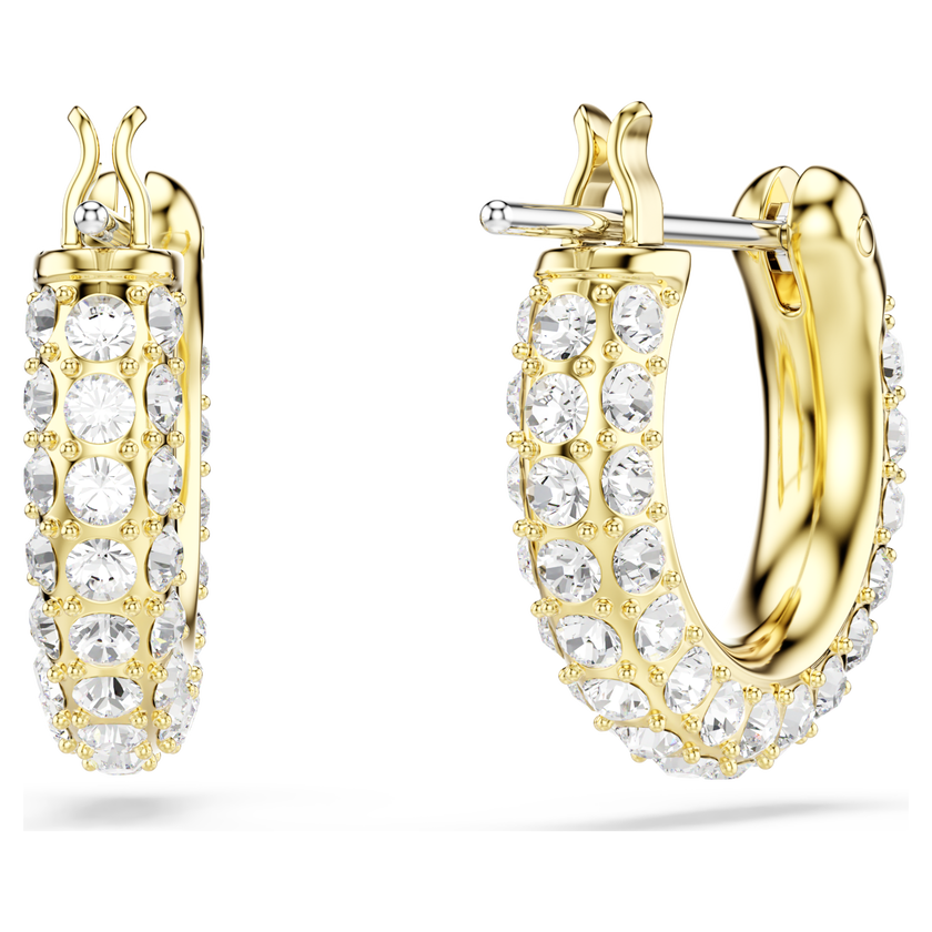 swarovski أقراط حلقية dextera، أحجار كريستال صغيرة متراصة، حجم صغير، لون أبيض، طلاء باللون الذهبي