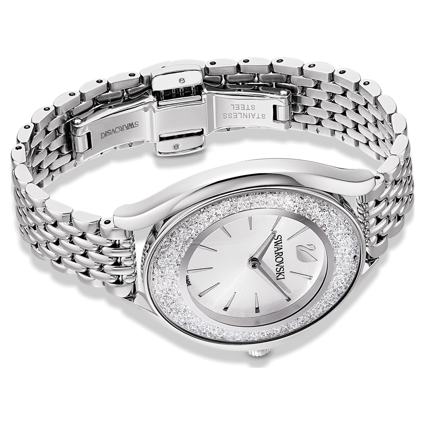 swarovski ساعة crystalline aura، سوار معدني، لون فضي، ستانليس ستيل