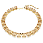 swarovski millenia tennis necklace octagon cut caramel gold tone plated