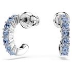 swarovski mini hoop hoop earrings round cut blue rhodium plated
