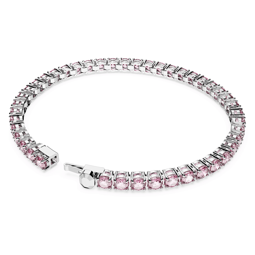 swarovski سوار matrix tennis، قطع مستدير، لون وردي، طلاء روديوم