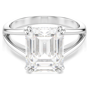 swarovski خاتم stilla، قطع مُثمَّن، لون أبيض، لمسة نهائية باللون الفضي