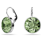 swarovski bella drop earrings round cut green rhodium plated