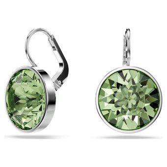 swarovski أقراط متدلية bella، قطع مستدير، لون أخضر، طلاء روديوم