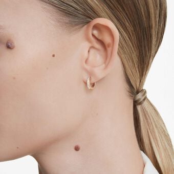 swarovski أقراط حلقية matrix، قطع مُستدير، لون أبيض، لمسة نهائية من الذهب الوردي عيار 18 قيراط
