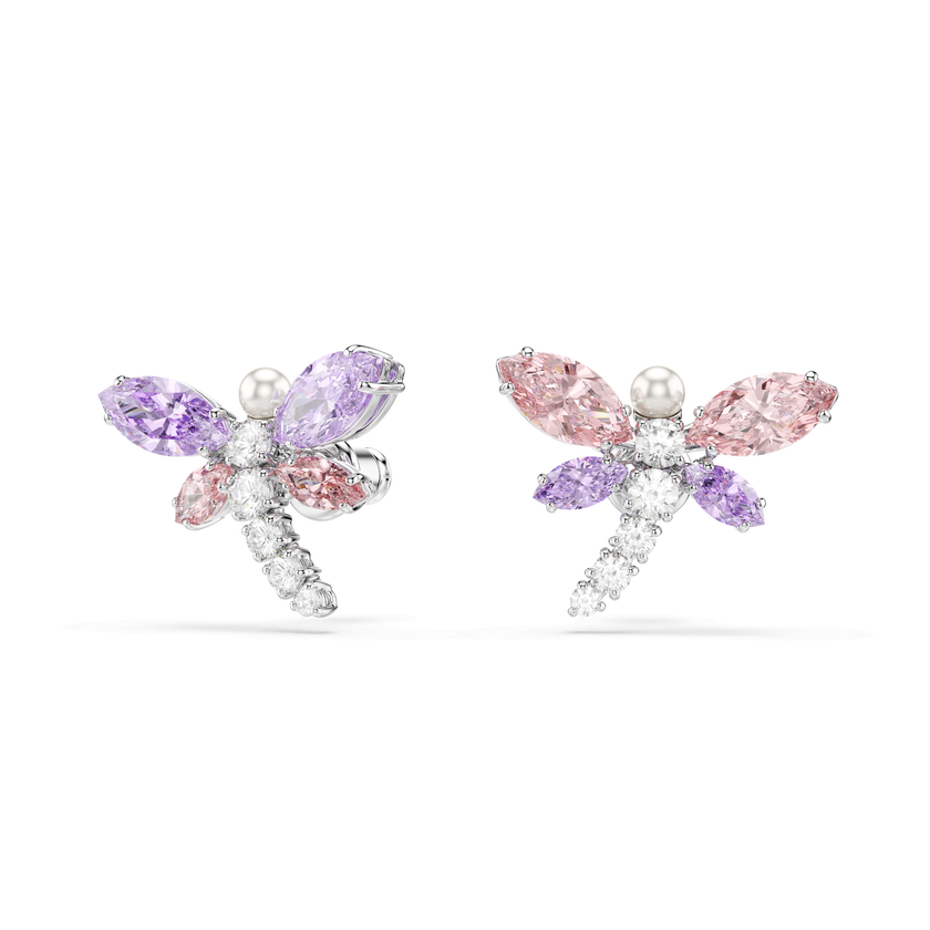 أقراط دبوسية ariana grande x swarovski، قطع متنوع، شكل يعسوب، ألوان متعددة، طلاء روديوم