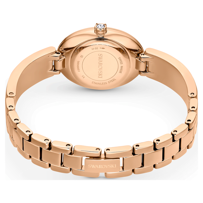 swarovski ساعة crystal rock oval، صناعة سويسرية، سوار معدني، لون فضي، لمسة نهائية بلون ذهبي وردي