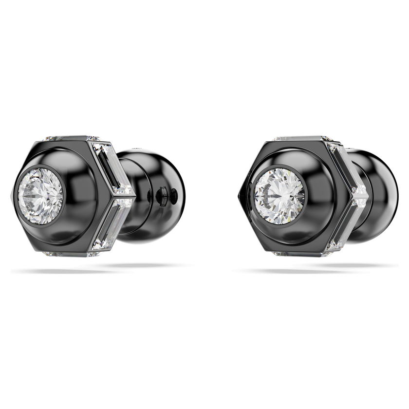 swarovski أقراط دبوسية numina، قطع مُستدير، لون أبيض، طلاء روثينيوم