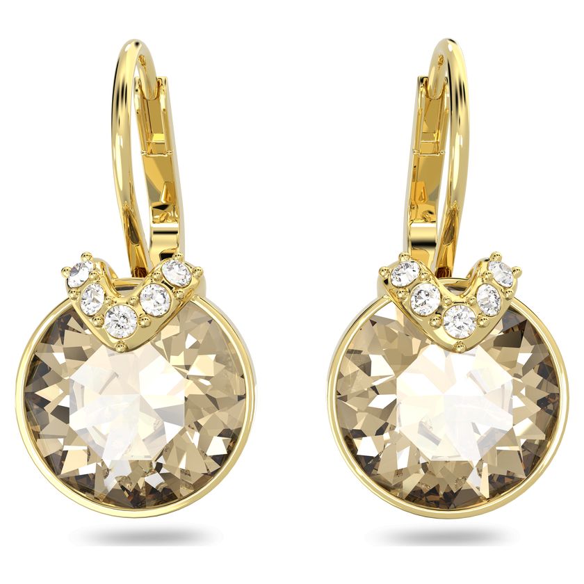 swarovski أقراط bella v متدلية، قطع مستدير، لون ذهبي، طلاء بلون ذهبي