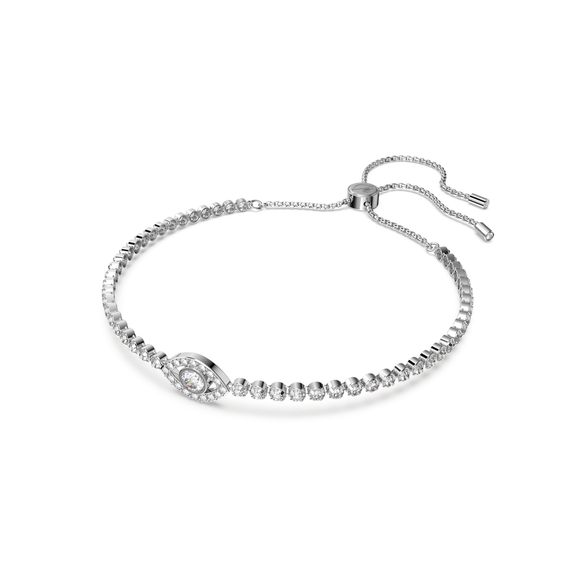swarovski سوار subtle، على شكل عين الحسود، لون أبيض، طلاء روديوم